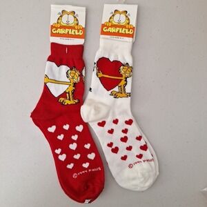 Vintage 1994 GARFIELD THE CAT Women's Crew Socks Valentine's Day Novelty NWT
